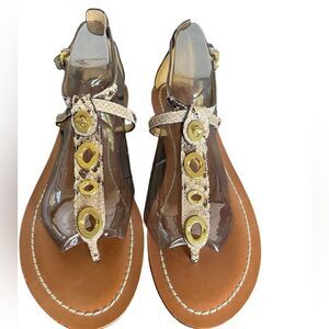 NWT Coach Sieannah Snake  Print Leather Thong sandals 11B